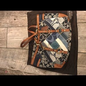 Denim Coach Tote with wallet